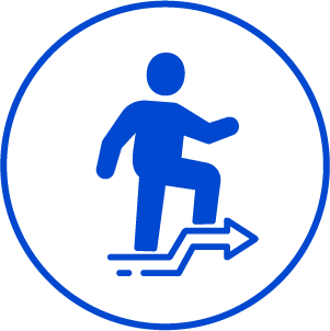 icon of person climbing up arrow, suggesting coachable