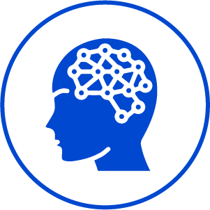 icon of head with brain network, indicating intelligent
