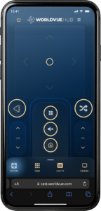 WorldVue HUB virtual remote shown on mobile phone
