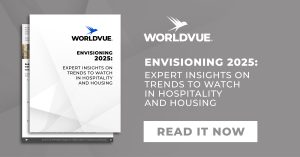 graphic offering download of white paper- "Envisioning 2025: Expert Insights on Trends to Watch in Hospitality and Housing"